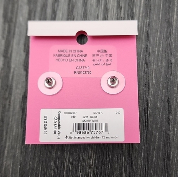 Kate Spade Skinny Mini Bow Stud Earrings Silver - New with Tags - Picture 5 of 11